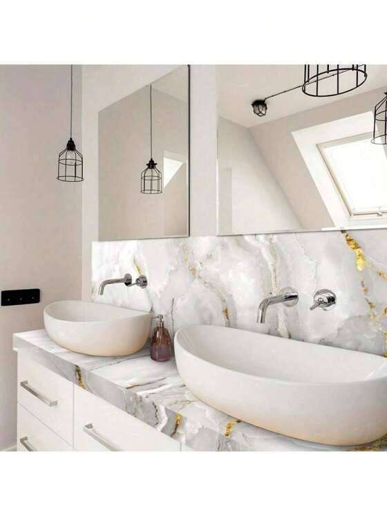 3m x 1.2m Marble Wallpaper(White & Gold(thin))2.5mm thick