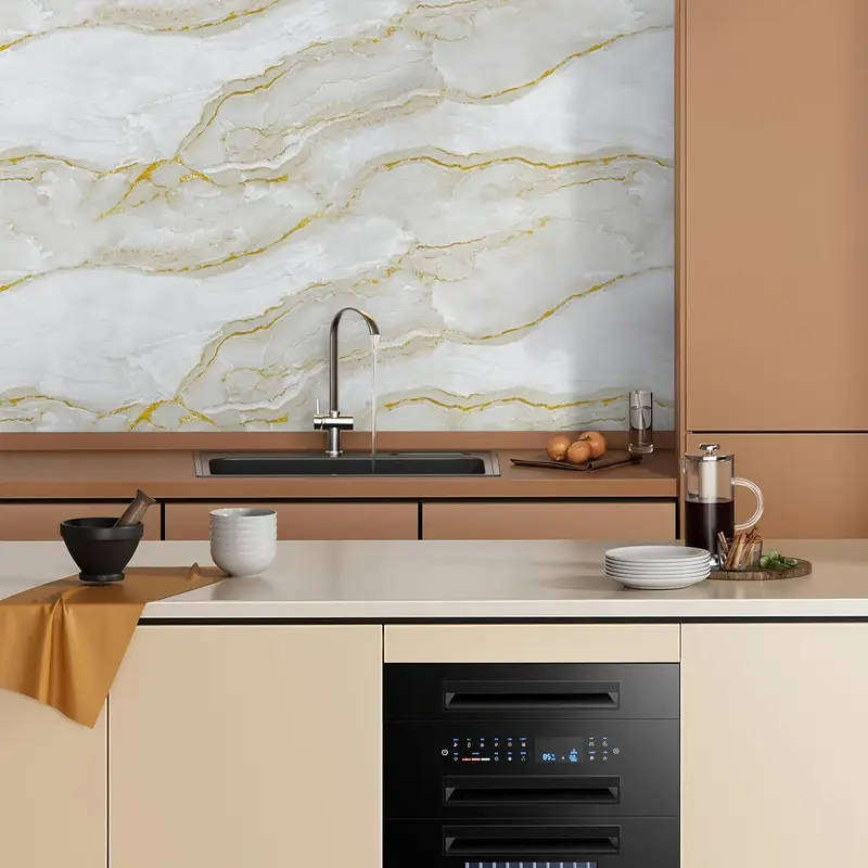 3m x 1.2m Marble Wallpaper(White & Gold(thin))2.5mm thick