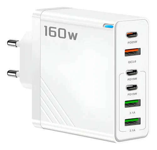 160W Fast Charge 3 USB + 3 PD Plug