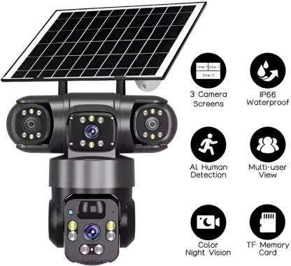 V380 Triple Lens Solar PTZ Camera