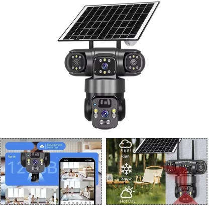 V380 Triple Lens Solar PTZ Camera
