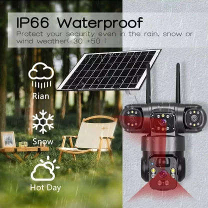 V380 Triple Lens Solar PTZ Camera