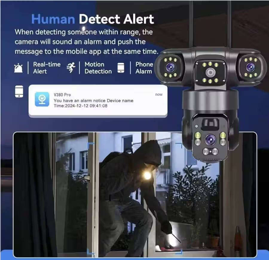 V380 Triple Lens Solar PTZ Camera