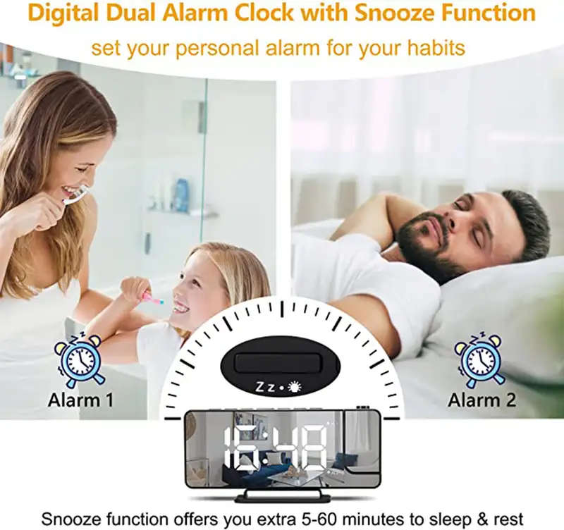 180* Mirror Projection Led Clock