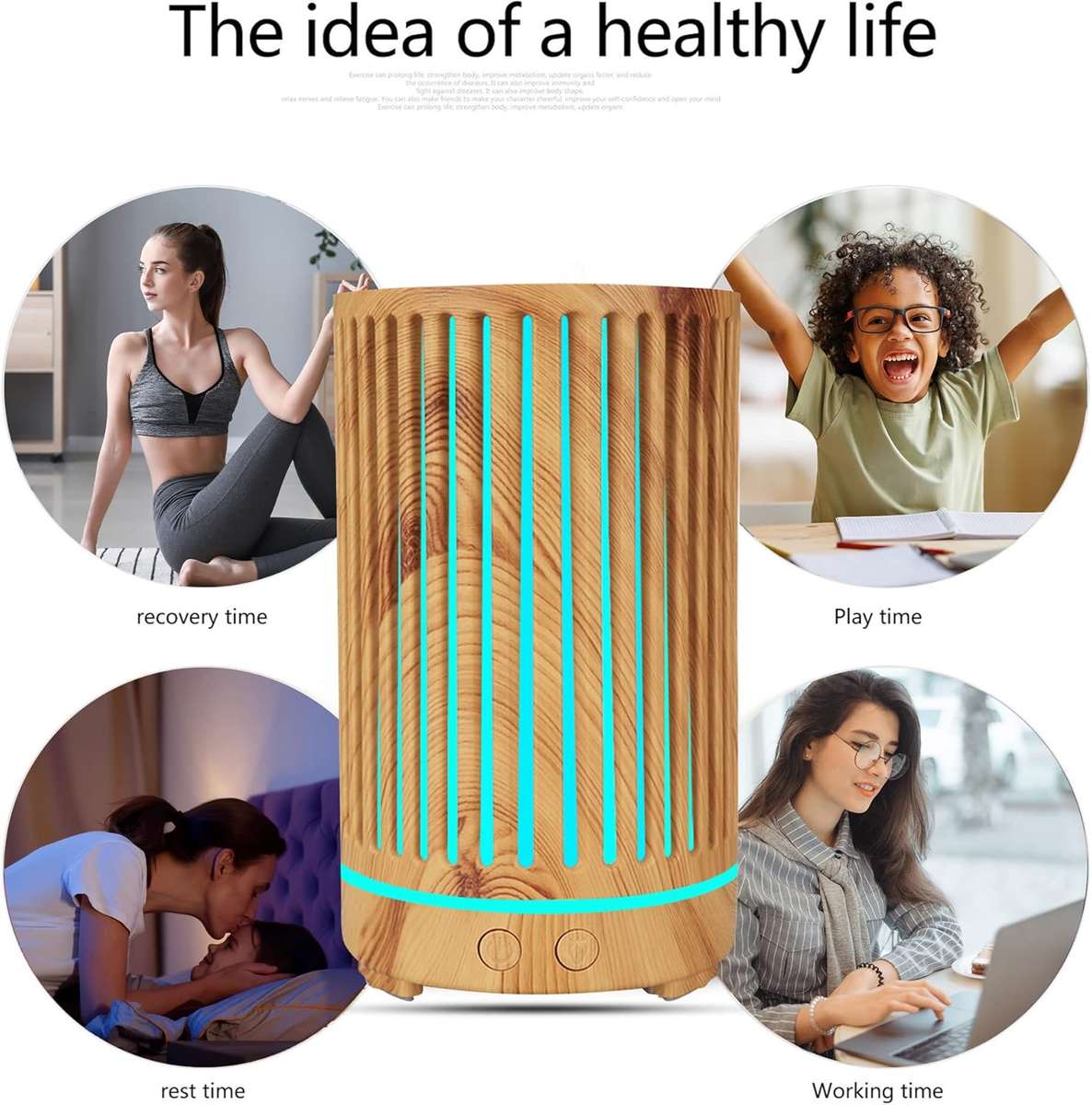 200ml Woodgrain 7 Colour Aroma Humidifier