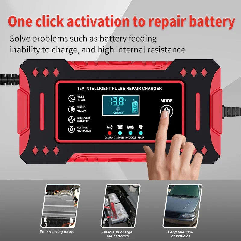 12V 6A Intelligent Pulse Repair Battery Charger