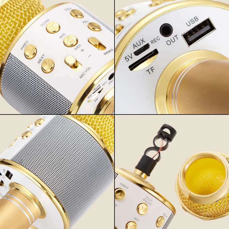 Wireless Karaoke Speaker Mic Gold
