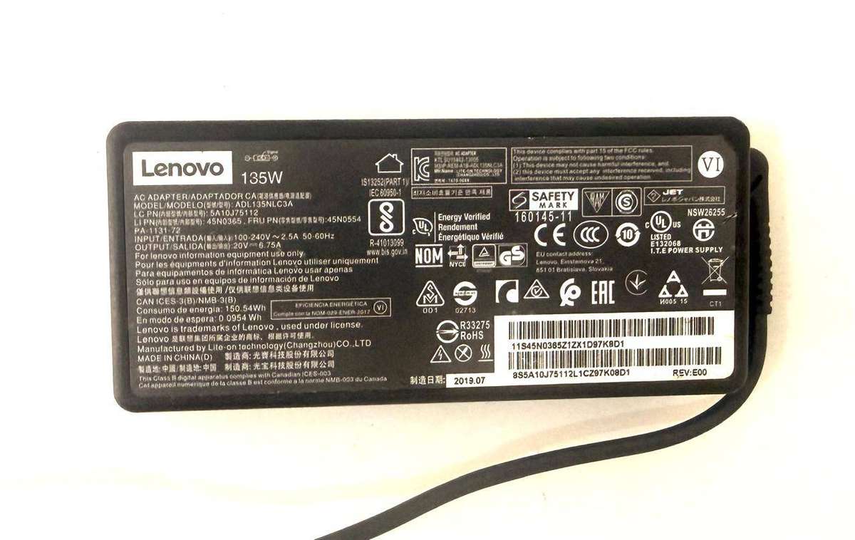 Lenovo Original Charger/AC Adapter 135W 20V 6.75A ADL135NLC3A Good working condition