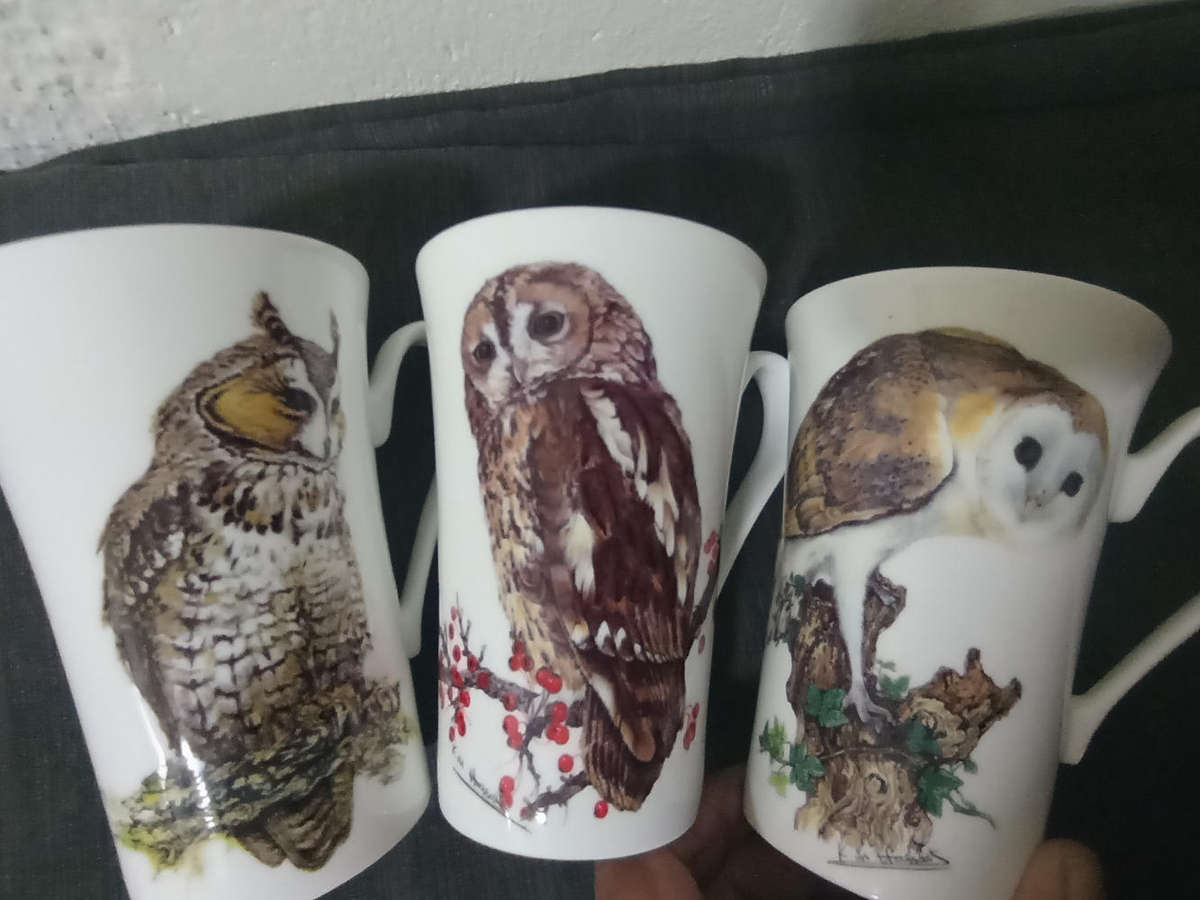 Ray Kirkham Protected Species..Latte mugs fine bone china x3 in excellent condition