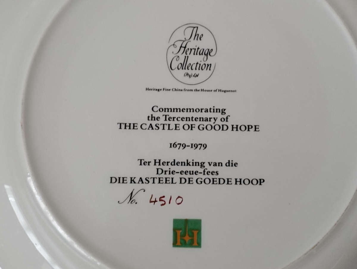 Castle of Good Hope commemorative plate 1679-1979 Tercentenary