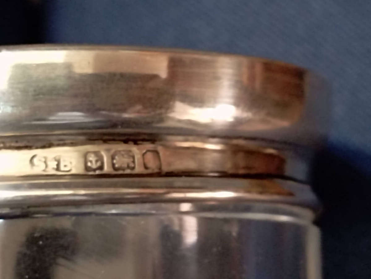 Birmingham hallmarked silver Lidded glass jars