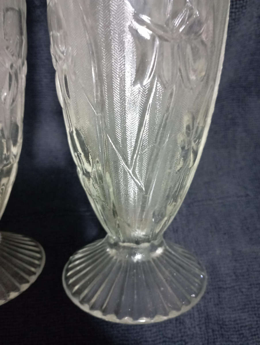 Vintage Jeannette Iris clear glass footed Tumblers x2