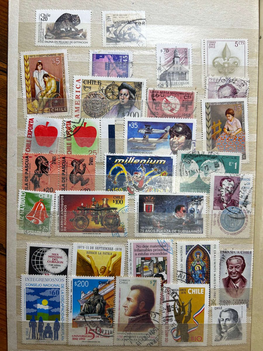 stamp album mostly chile stamps