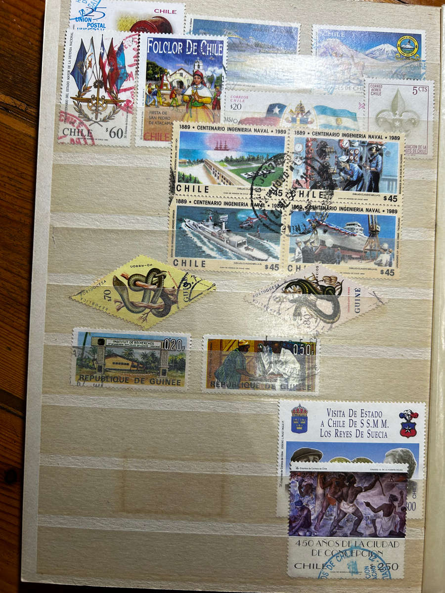 stamp album mostly chile stamps