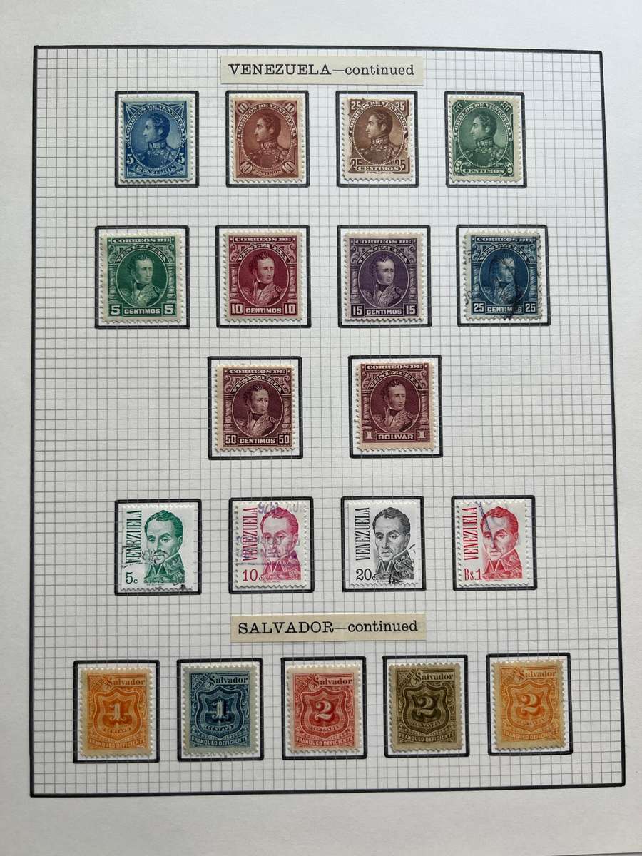 South American Stamp Album  Uruguay, Venezuela, Salvador, Nicaragua (150+ stamps)