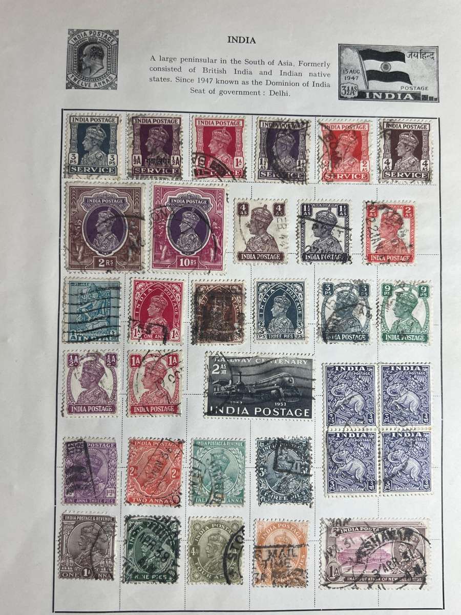 India stamp collection - BrithishRaj, princely states and independence Era