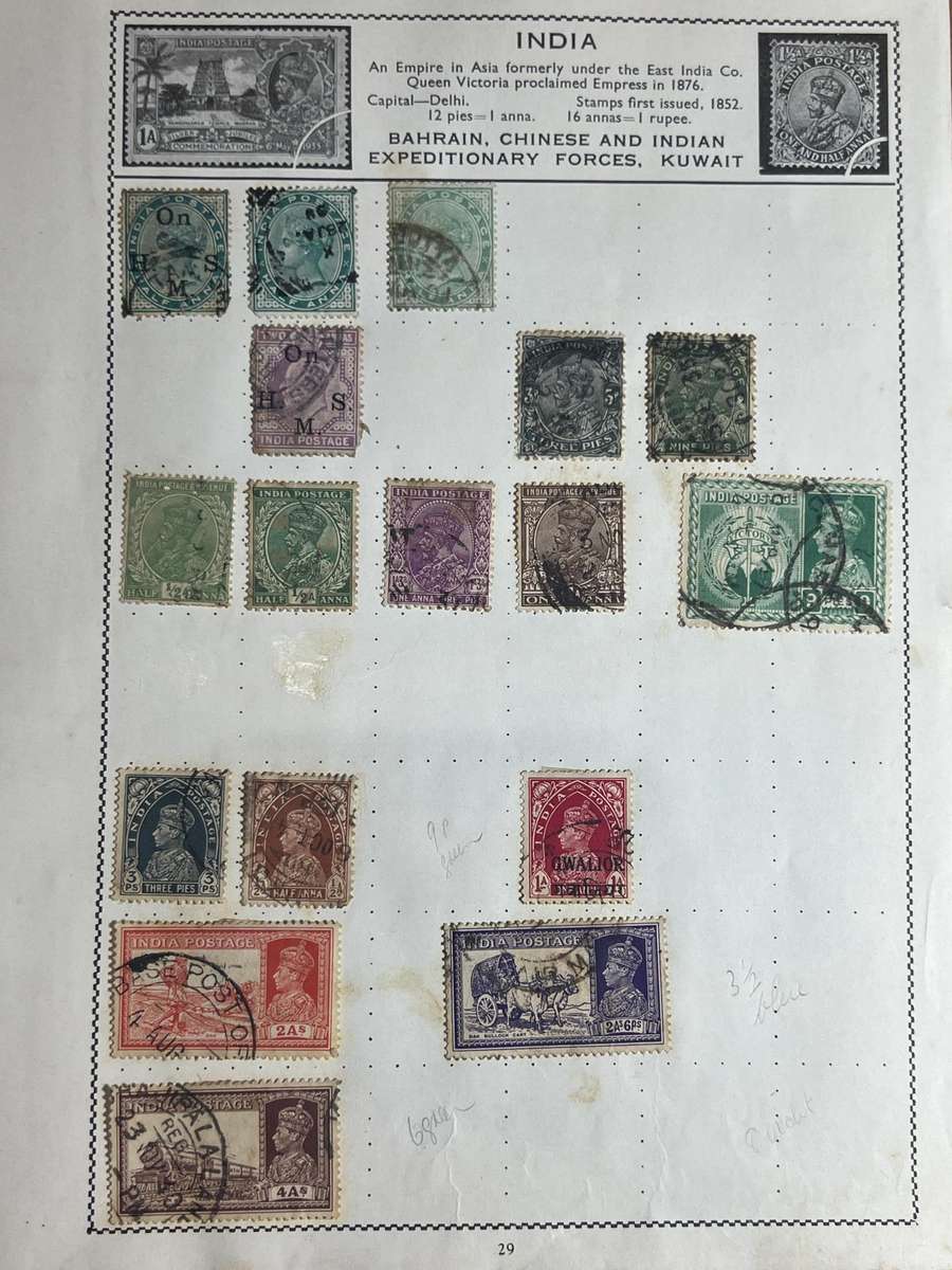 India stamp collection - BrithishRaj, princely states and independence Era