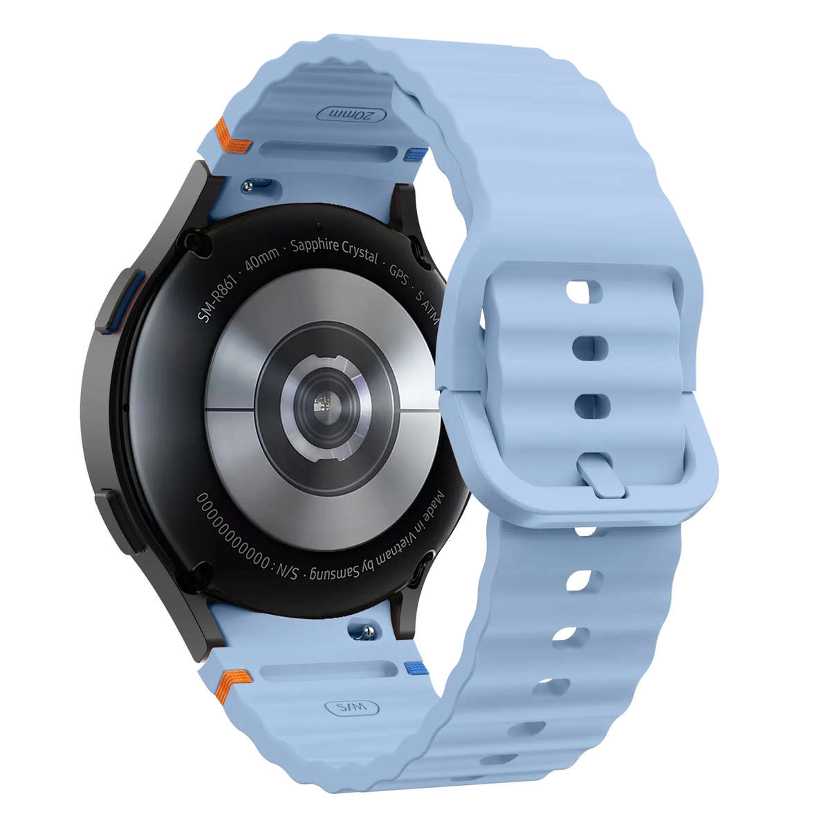 Sporty Silicone Samsung Galaxy Watch Straps (Light Blue, Galaxy 4 classic, 42mm 46mm)