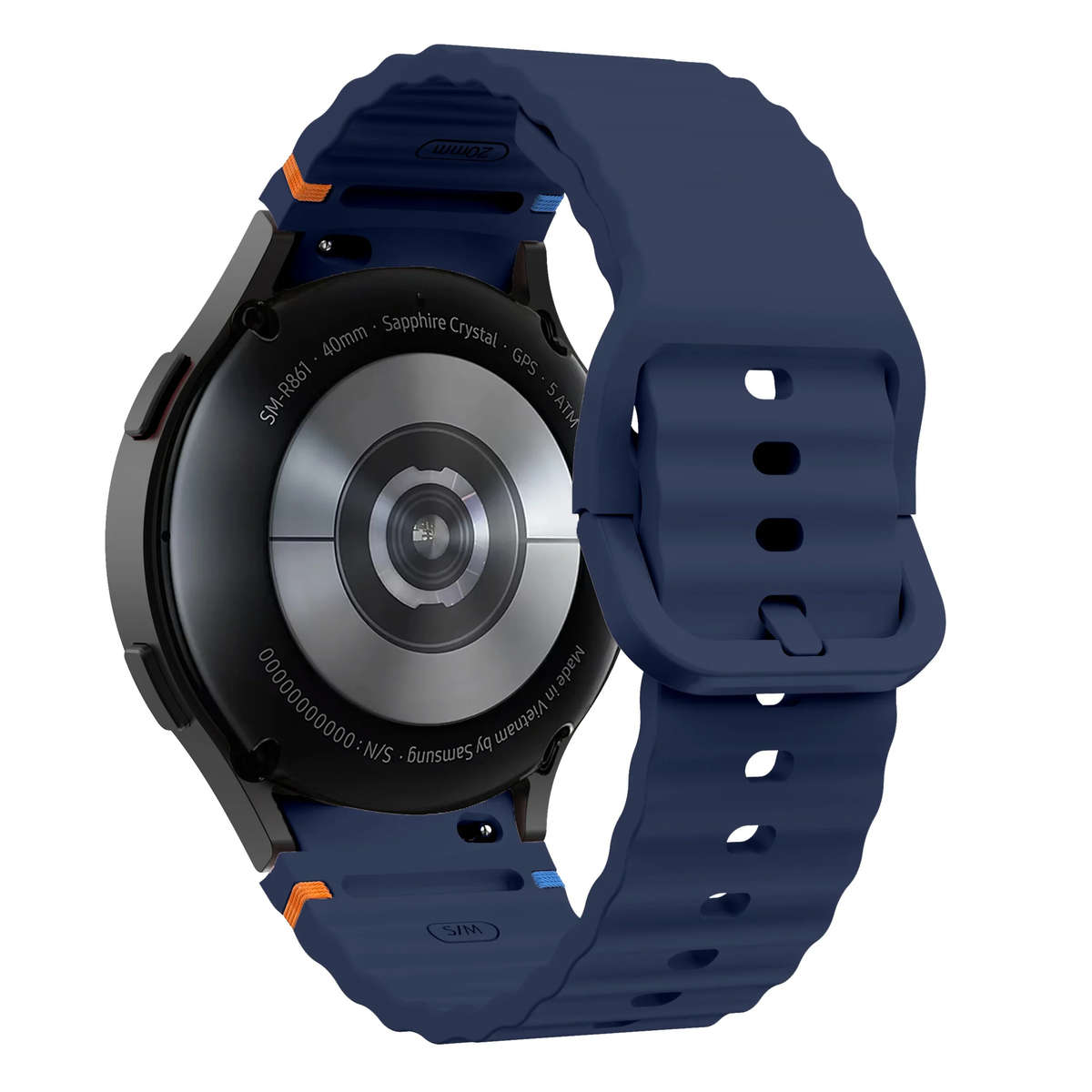 Sporty Silicone Samsung Galaxy Watch Straps (Midnight Blue, Galaxy 7 40mm 44mm)