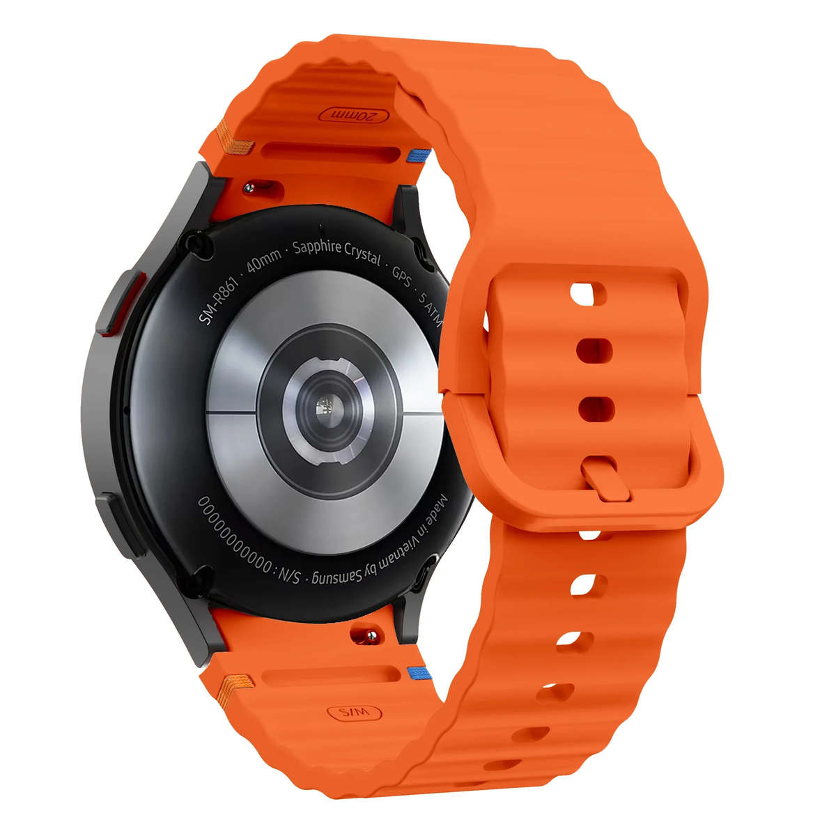 Sporty Silicone Samsung Galaxy Watch Straps (Orange, Galaxy 7 40mm 44mm)