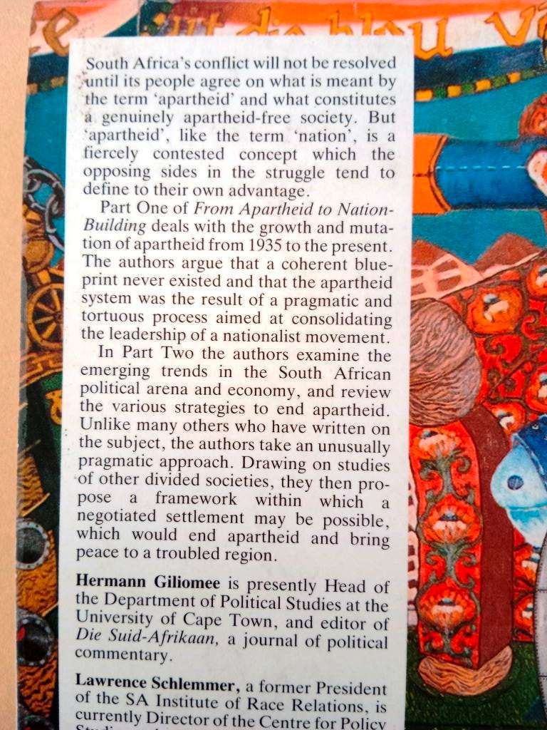 From Apartheid to Nation Building, Hermann Giliomee and Lawrence Schlemmer