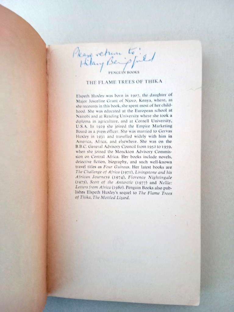The Flame Trees of Thika, Elspeth Huxley