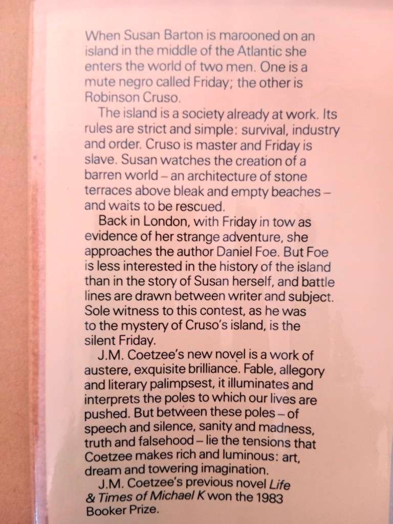 Foe, J.M. Coetzee [first edition, 1986]