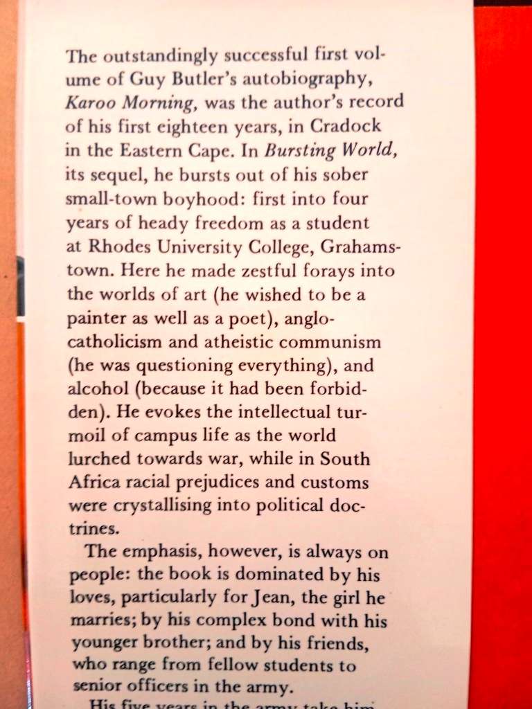 Bursting World, Guy Butler