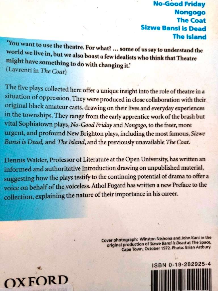 Township Plays, Athol Fugard