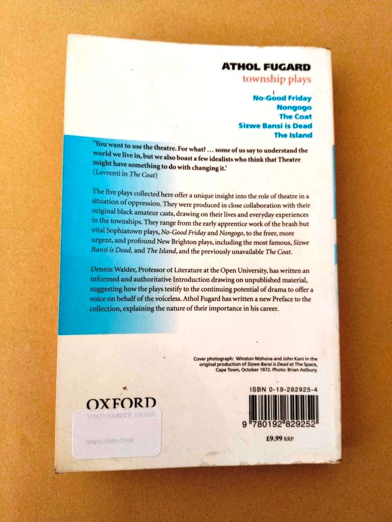 Township Plays, Athol Fugard