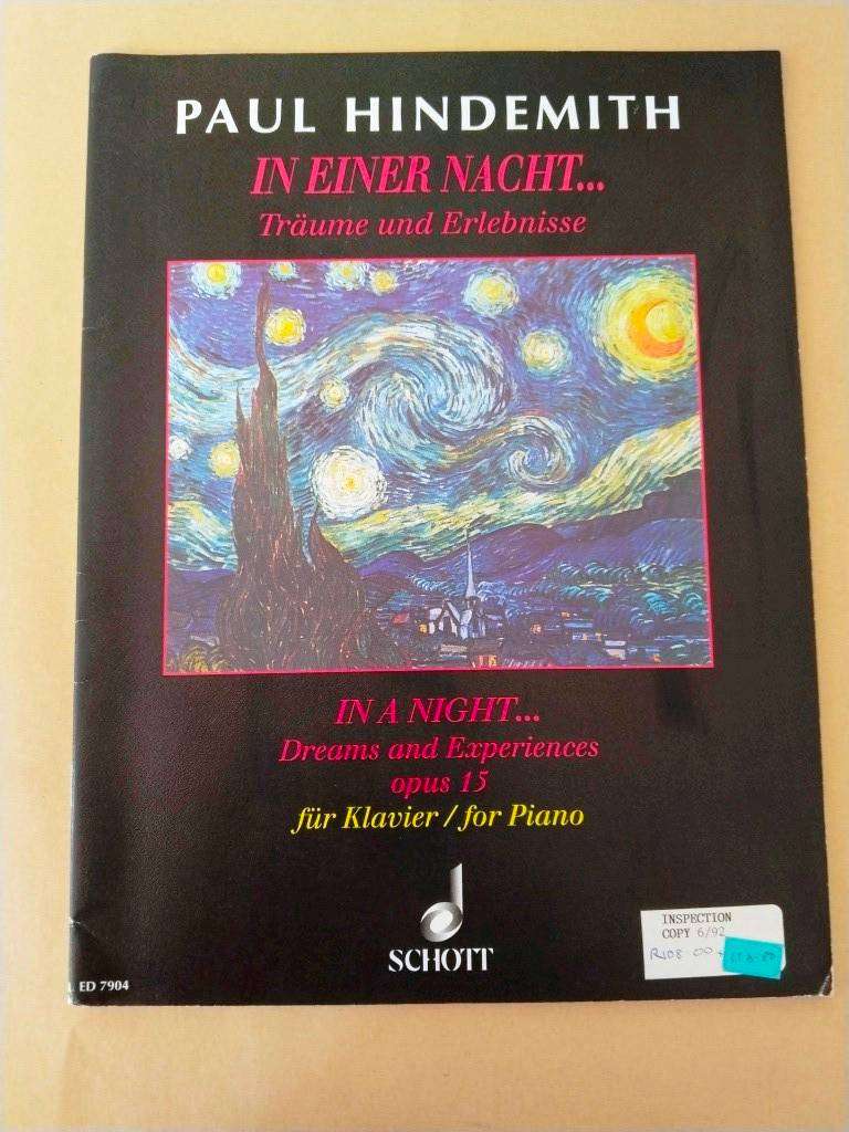 In a Night - Dreams and Experiences, Opus 15, Paul Hindemith, for solo piano