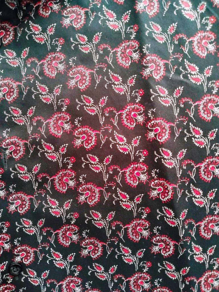Men's long-sleeve shirt, paisley print, size 2XL, custom-made