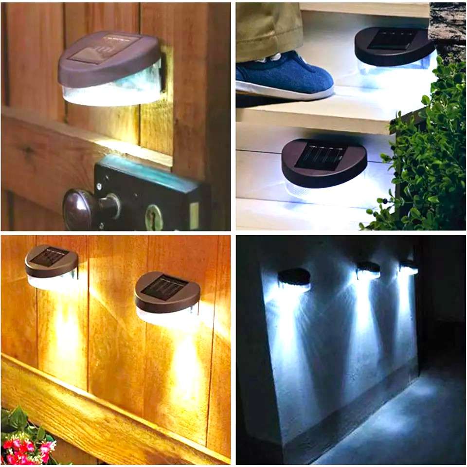 SOLAR POWERED OUTDOOR LED FENCE WALL DOOR STEP PATIO GARDEN SECURITY LIGHTING