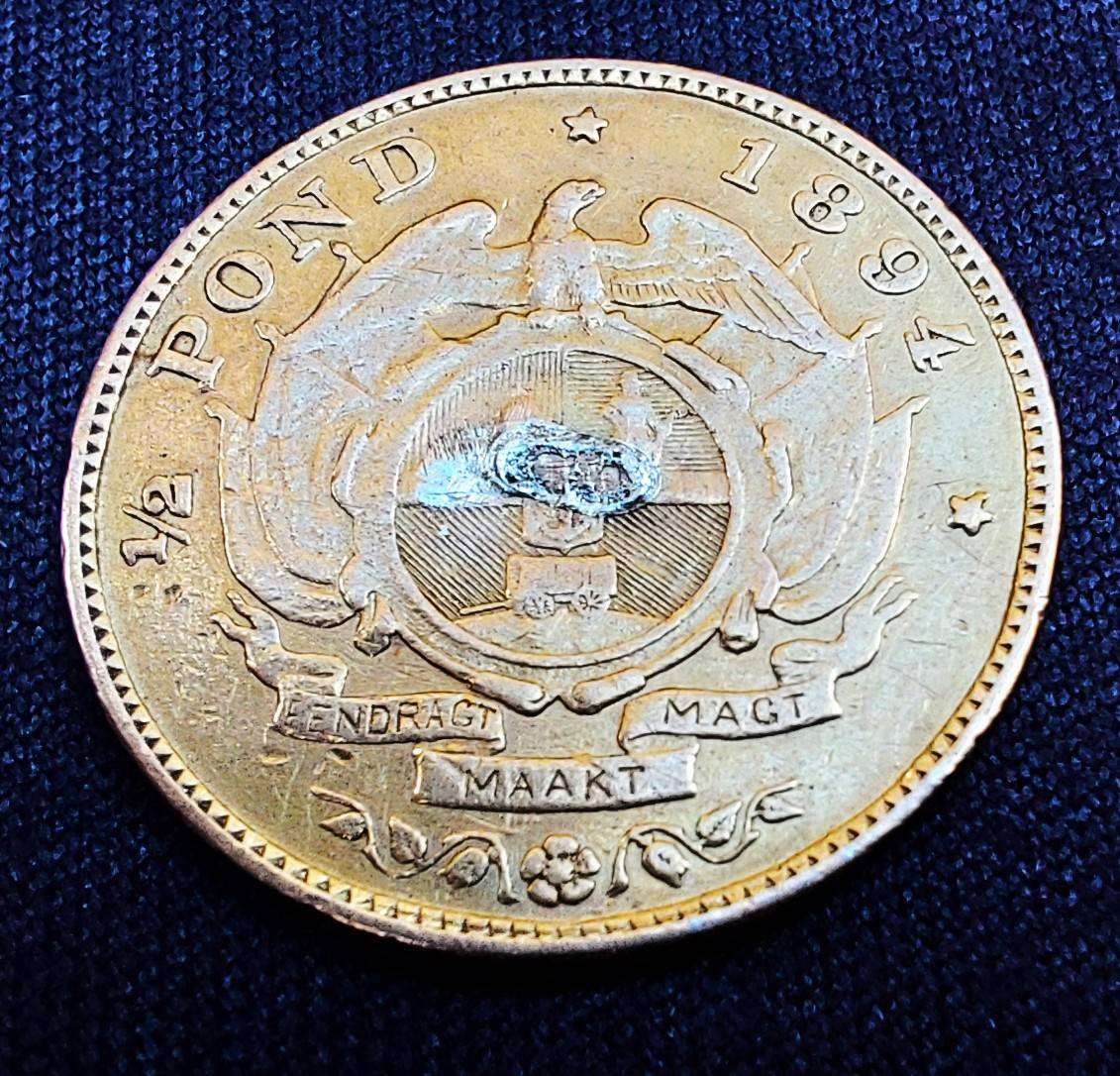 1894 South African Republic Paul Kruger Half Pond Gold Coin