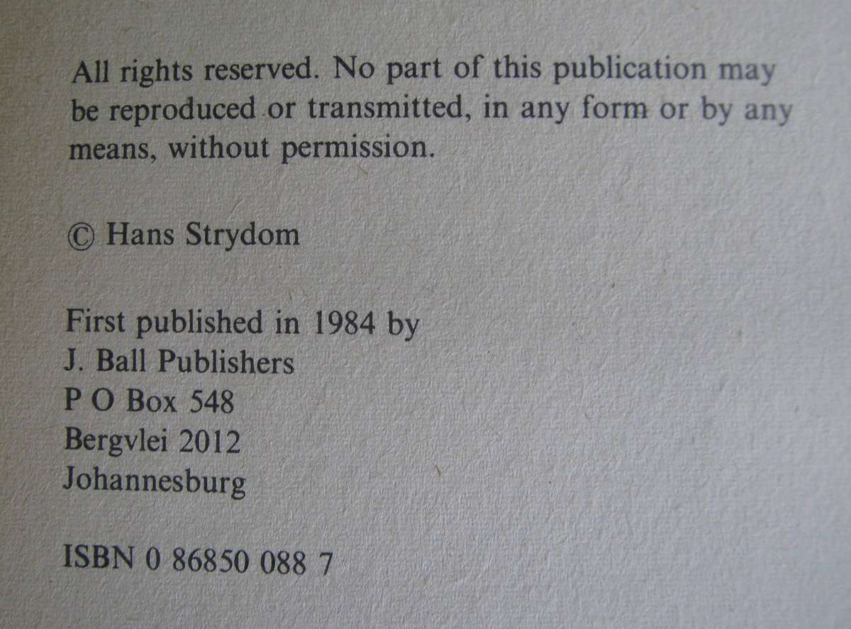 For Volk and Fuhrer Hans Strydom Publisher