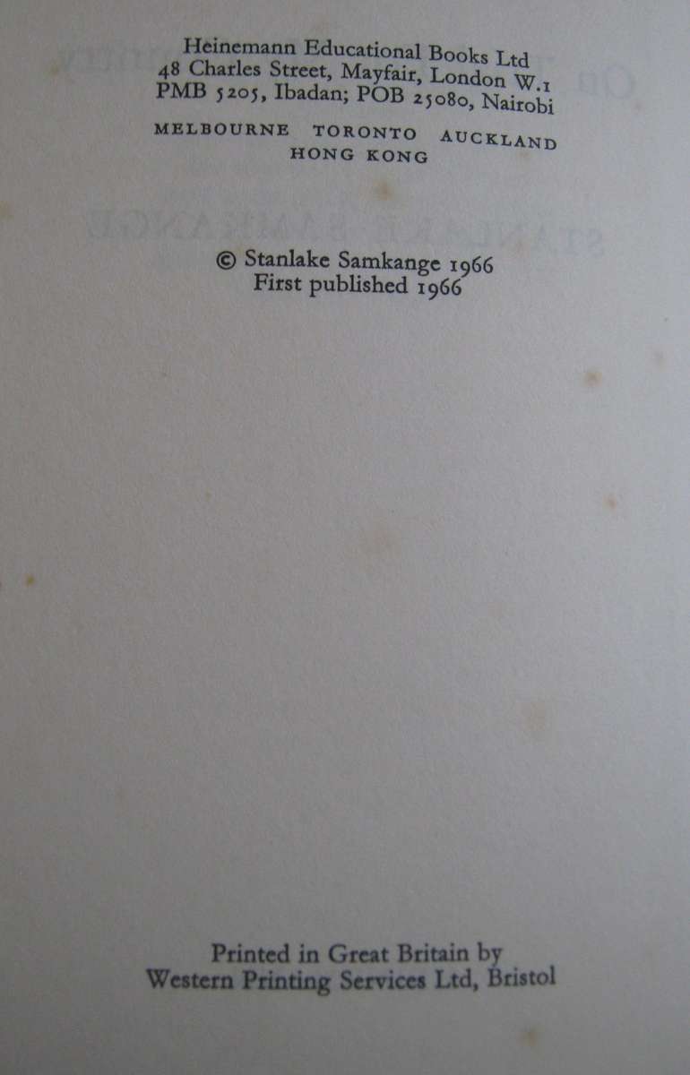 On Trial for My Country Stanlake Samkange