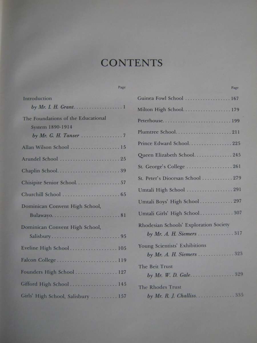 Some Renowned Rhodesian Senior Schools 1892 -1979 Edited by I P MacLaren