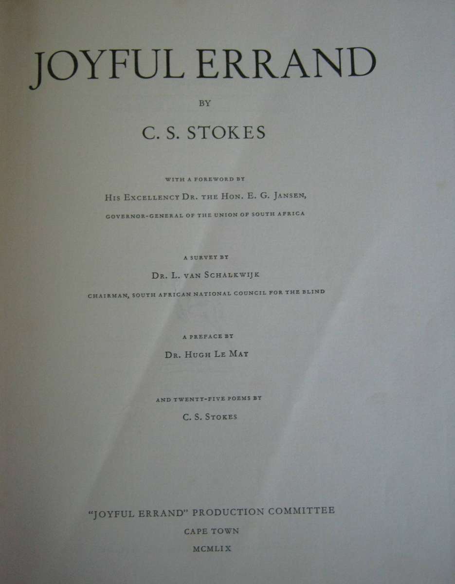 3 C S Stokes Books: Joyful Errand | Sanctuary | Toevlugsoord C S Stokes
