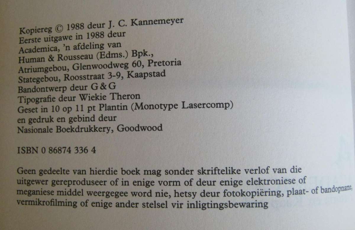 Die Afrikaanse Literatuur 1652-1987 J C Kannemeyer  P