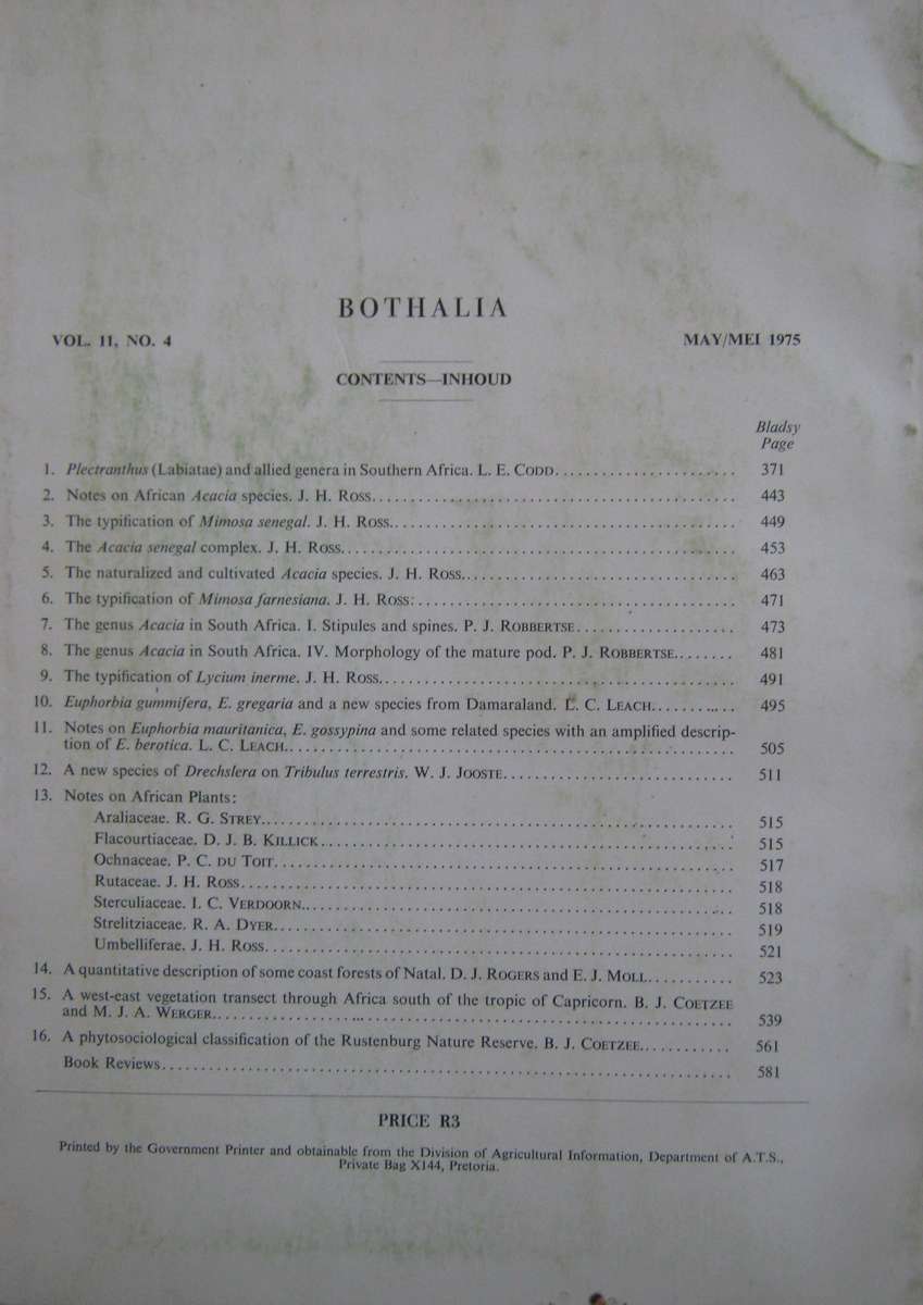 Bothalia  Six Volumes