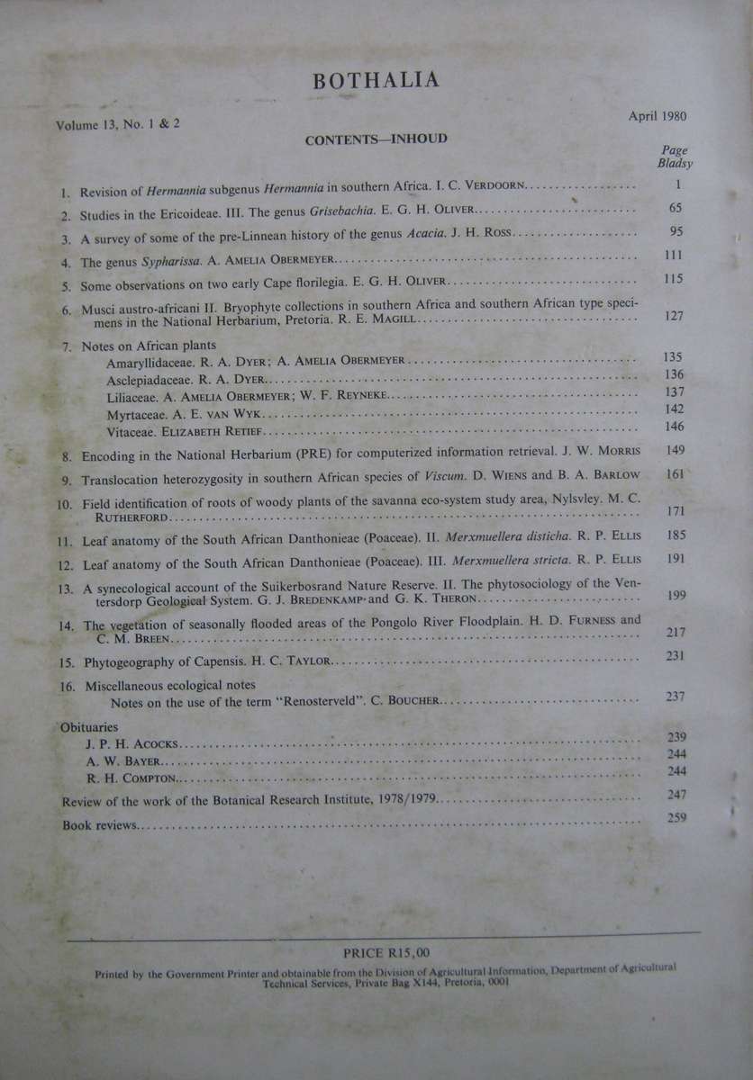 Bothalia  Six Volumes