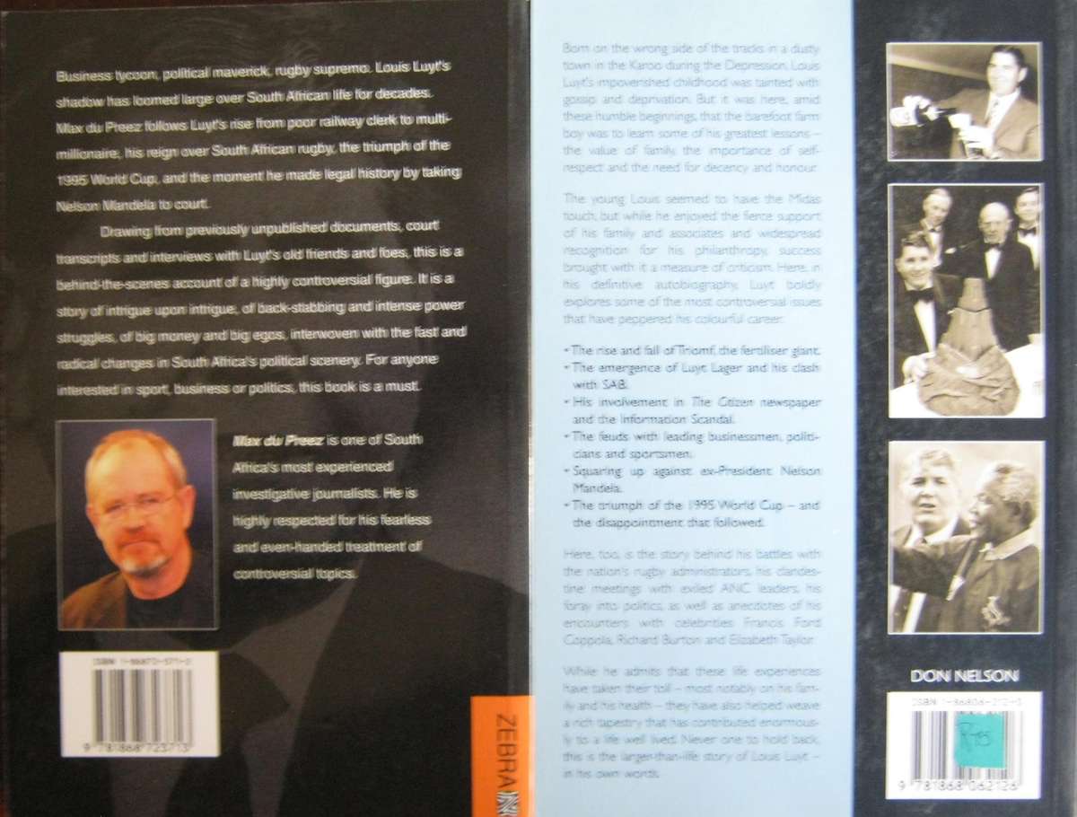 2 Louis Luyt Books. Walking Proud The Louis Luyt Autobiography & Louis Luyt Unauthorised