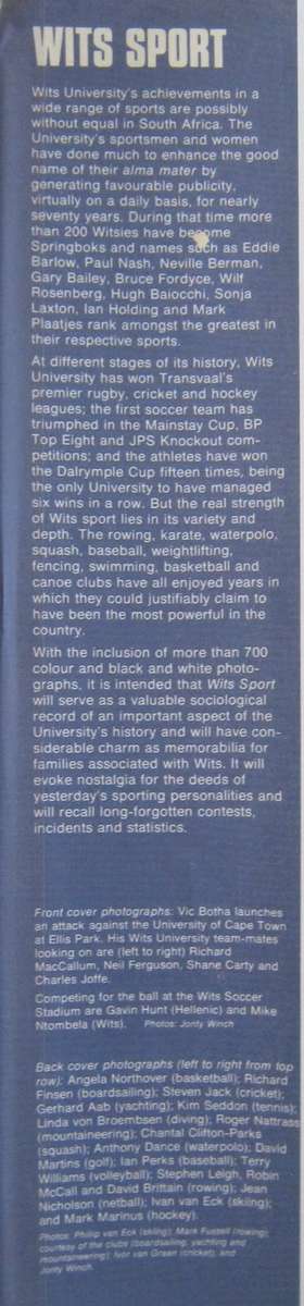 Wits Sport An Illustrated History of Sport at the University of the Witwatersrand Jonty Winch