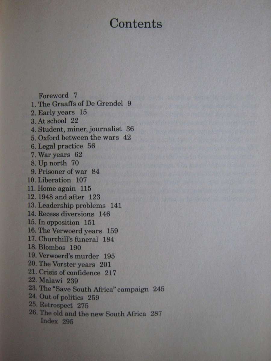 Div Looks Back The Memoirs of Sir De Villiers Graaf Sir De Villiers Graaf