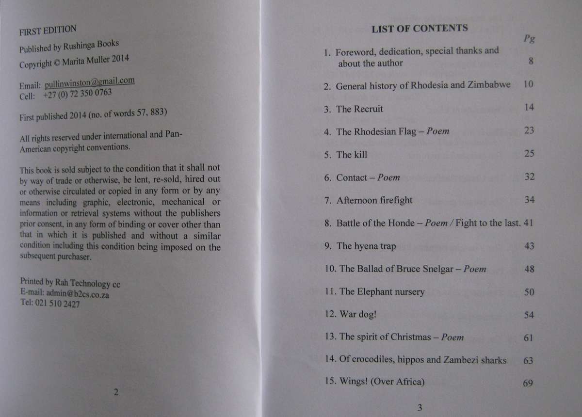 Tales and Poems of the Rhodesian Bush-War Circa 1967-1979 Signed by the author