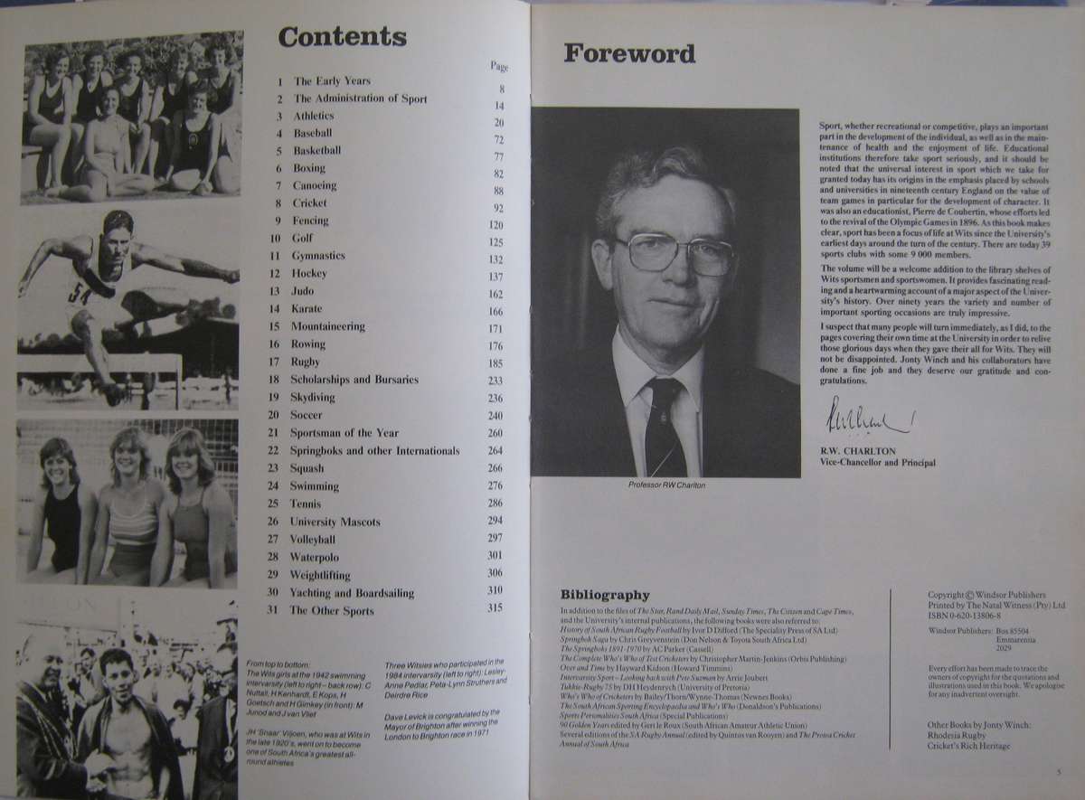 Wits Sport An Illustrated History of Sport at the University of the Witwatersrand Jonty Winch