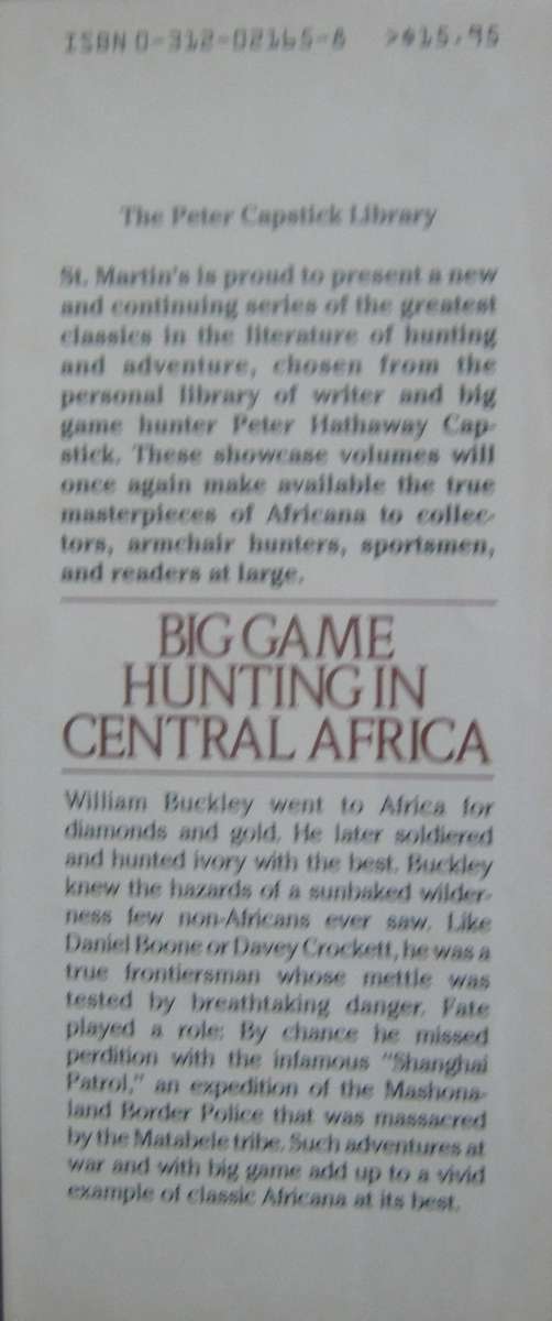 Big Game Hunting in Central Africa William Buckley