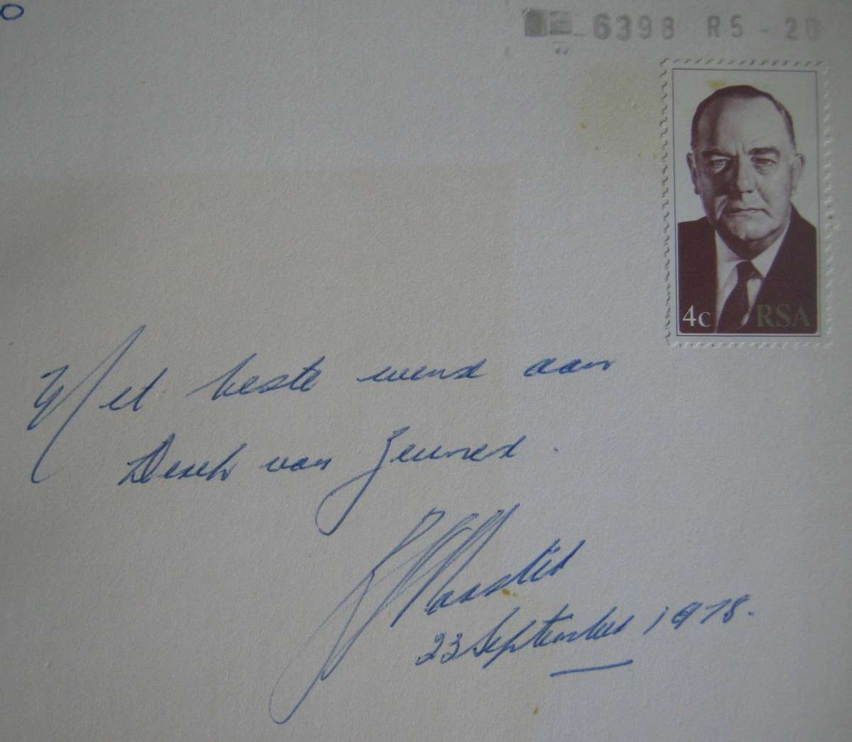 John Vorster 10 Jaar  Signed by John Vorster Dawie en Alf Ries