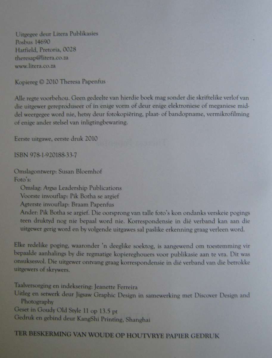 Pik Botha En Sy Tyd Theresa Papenfus