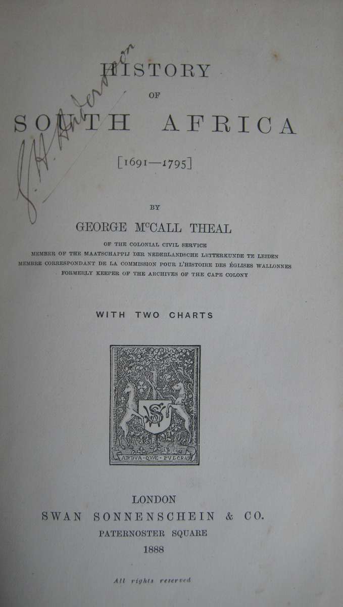 History of South Africa 1691 - 1795 George Mcall Theal